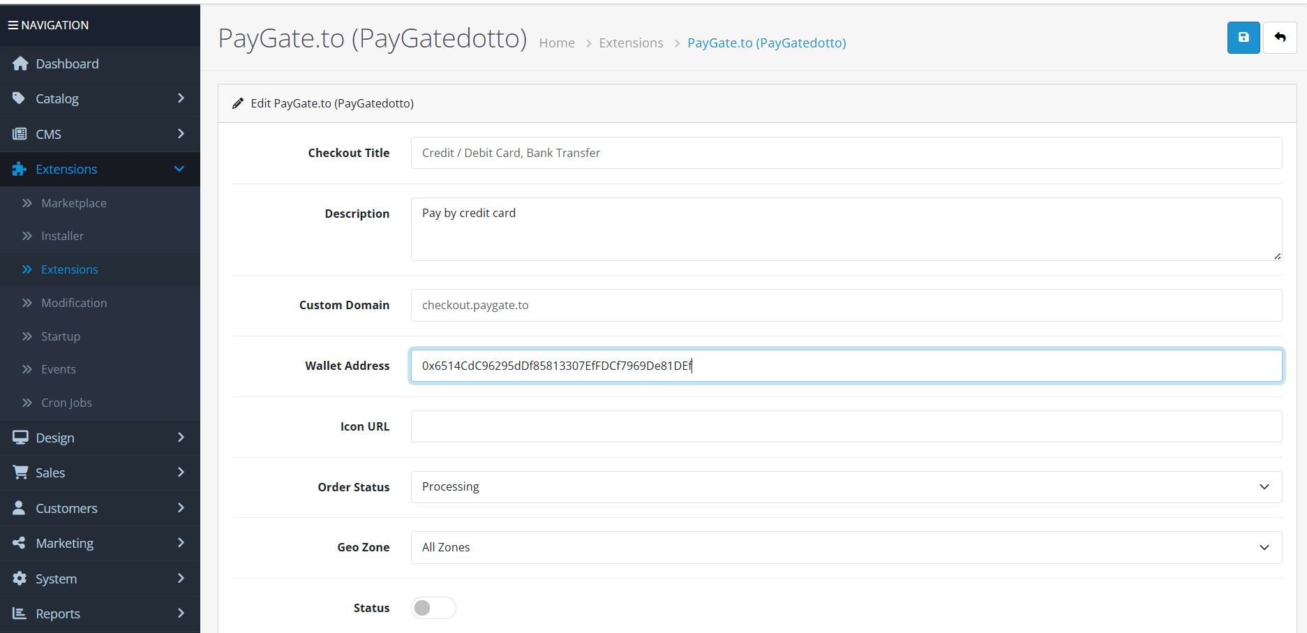 OpenCart payment gateway instant payouts